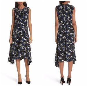 Theory Nophella Poppy Sharkbite Hem Silk Dress